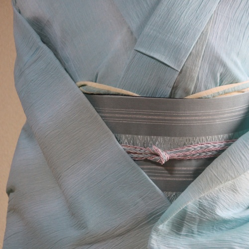 ☆トラン**さまお取り置き品 近江ちぢみ ◇白群色にグレーベージュ  