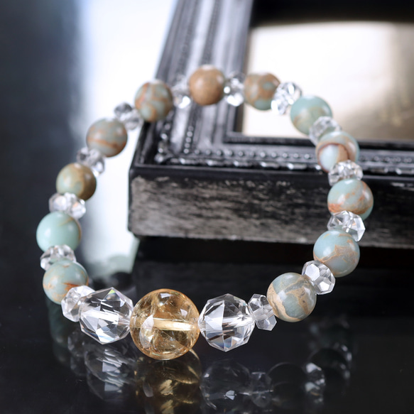 大玉シトリンとインプレッションストーンとスターラウンドカット水晶の