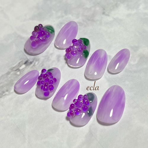 No.329 ネイルチップ　ジェルネイル　葡萄　パープル　ニュアンス　キラキラ No.122 ジェルネイル ネイルチップ パープル 紫 ニュアンス