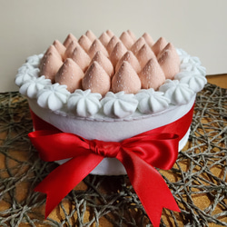 【受注製作】フェルト 白い苺のホールケーキ バースデーケーキ 誕生日 4枚目の画像