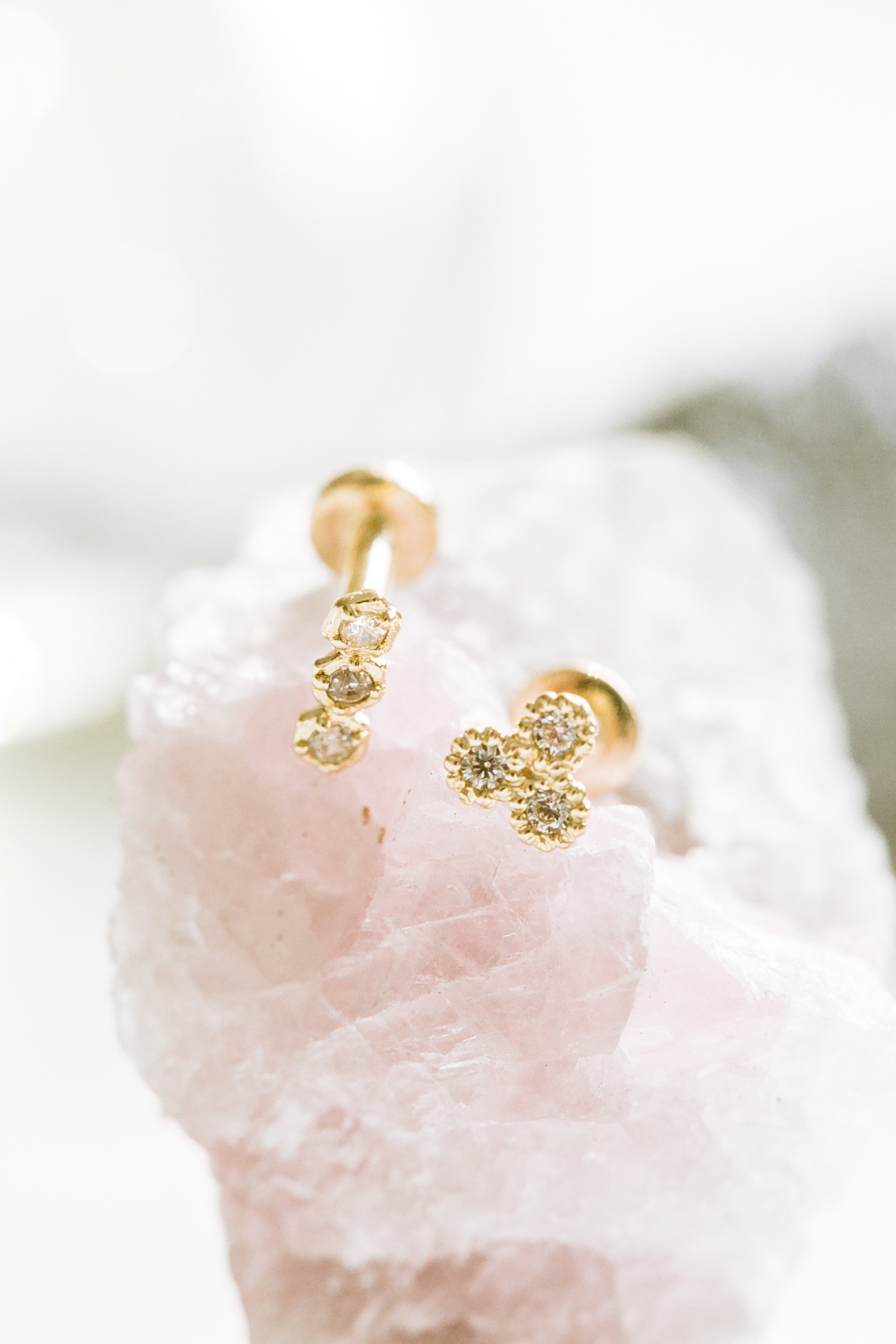 14K金 ゴールド Cz  ヘリックス 軟骨 アンチトラガス アウター インナーコンク イヤリング ピアス ラブレット