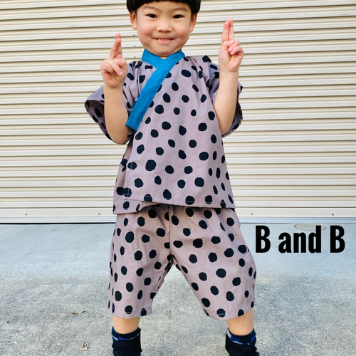 水色 ドット柄 袖付き トレーナー 輝かしき 140cm