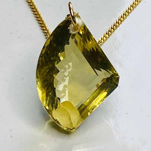 k18 大きなレモンクォーツ ペンダントトップ ペンダントトップ