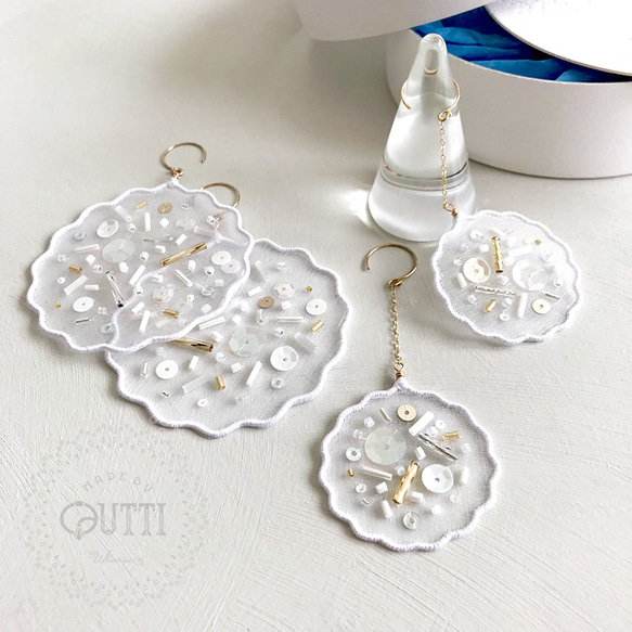 14KGF/刺繍: 'Air Biscuit' MINI P/E #35.WT　-ﾋﾟｱｽ/ｲﾔﾘﾝｸﾞ 5枚目の画像