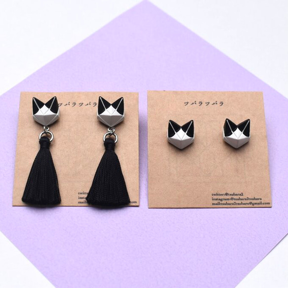 Unoハンドメイド】リピーター様黒猫様 plump heart(イヤリング