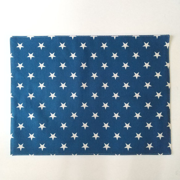 30×40 ランチョンマット 星柄 巾着袋 セット 給食 コップ袋 男の子 女の子 ブルー 2枚目の画像