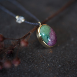 ruby in zoisite brass necklace (tokoshie) 4枚目の画像