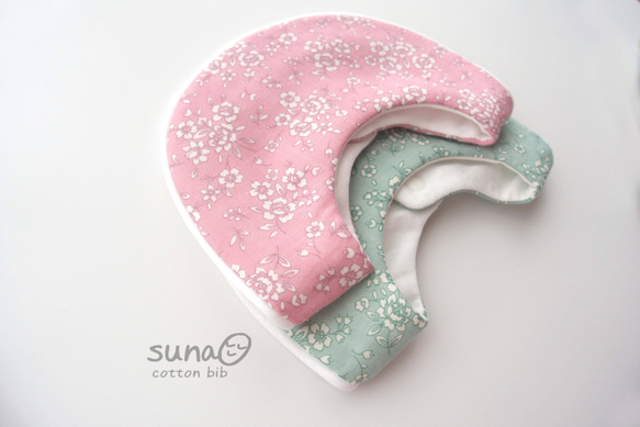 花柄カラー　やわらかスタイ【綿100%】 3枚目の画像