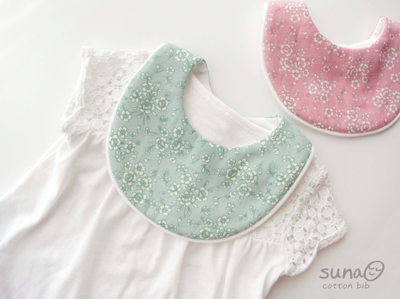 花柄カラー　やわらかスタイ【綿100%】 5枚目の画像