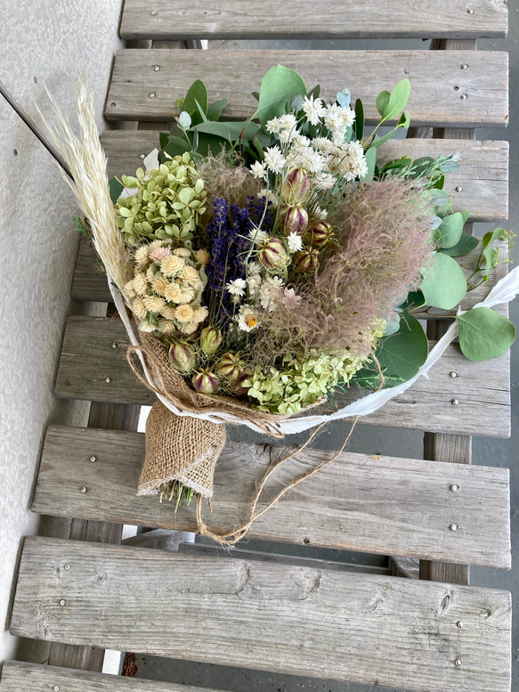 白いふわふわ花束 リース ◇JUN◇ 通販 14134352｜Creema(クリーマ)