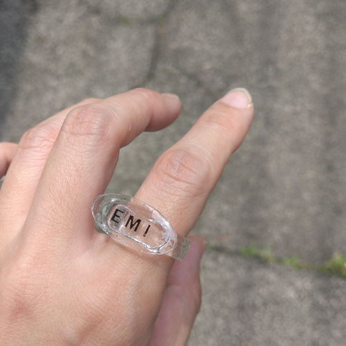 Ovall ring / 名入れ イニシャル オーダー/ アクリルリング