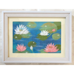 和紙ちぎり絵『睡蓮』葉書サイズ原画 絵画 彩紘工房 通販