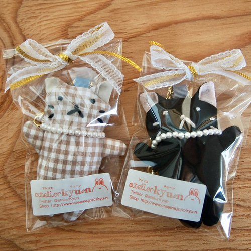 【甘ロリキルティング♡ねこ(黒)】 おすわりぬい服 15cm バッグチャーム ぬい服オーダー【おすわりネコ】チャーム付♪ - クリアファイル
