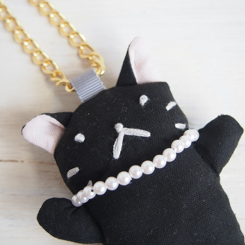 【甘ロリキルティング♡ねこ(黒)】 おすわりぬい服 15cm バッグチャーム 2403409997.jpg?1729229544