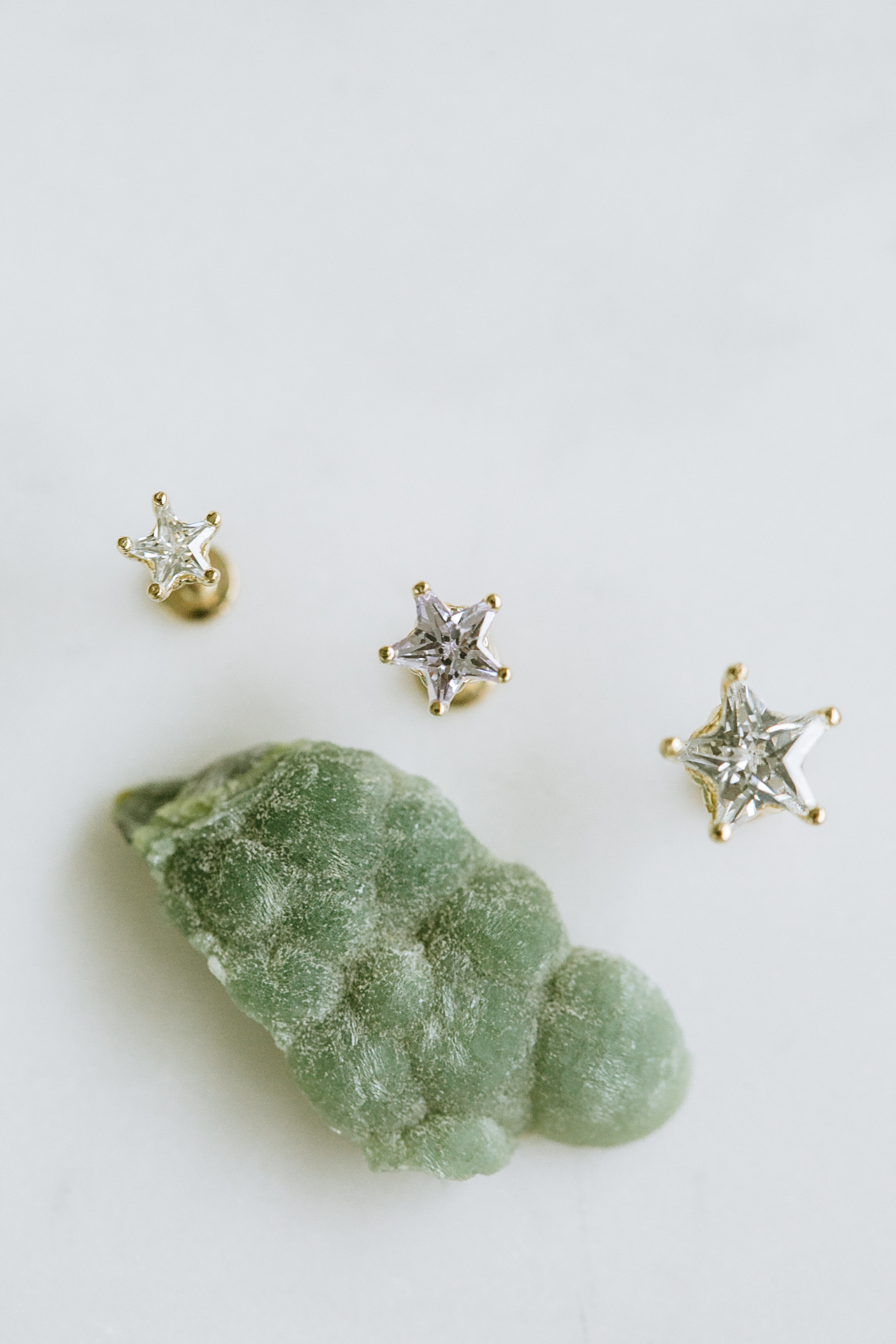 14K金 ゴールド Cz 星 ヘリックス 軟骨 アンチトラガス アウター インナーコンク イヤリング ピアス ラブレット