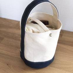 《受注製作》"bucket bag" kinari × navy 5枚目の画像