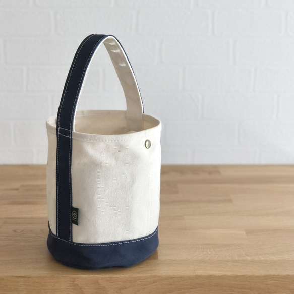 《受注製作》"bucket bag" kinari × navy 1枚目の画像