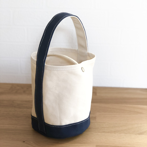 《受注製作》"bucket bag" kinari × navy 2枚目の画像