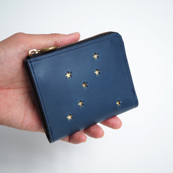 Ｌ字ファスナー 財布（ CYGNUS ナイトブルー）キグナス 星 牛革 5枚目の画像