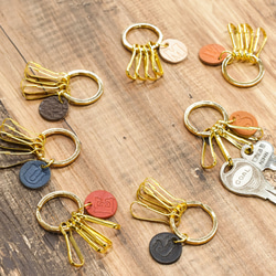 栃木皮革鑰匙圈 4 排日本製造姓名首字母吊飾鑰匙圈 8 色 JAK094 第7張的照片