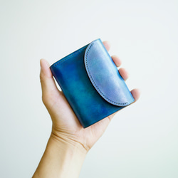 flap mini wallet [ Blue gradation ] ミニ財布 コンパクトウォレット パティーヌ 1枚目の画像