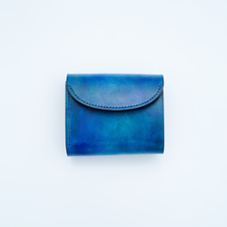 flap mini wallet [ Blue gradation ] ミニ財布 コンパクトウォレット パティーヌ 5枚目の画像