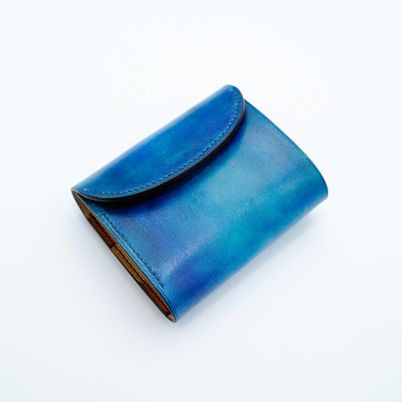 flap mini wallet [ Blue gradation ] ミニ財布 コンパクトウォレット パティーヌ 6枚目の画像