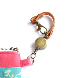 ビュ~ンと伸びるバッグ用ミニポ/Tilda モロッカン柄と小鳥・チェリーピンク 13枚目の画像