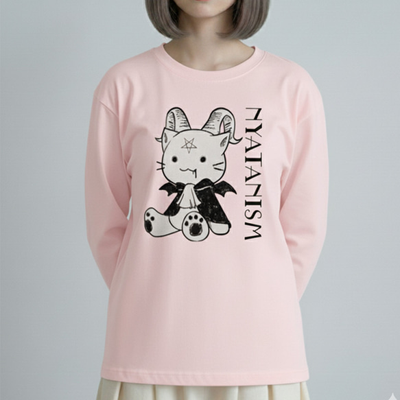 送料無料｜長袖Tシャツ にゃたにずむ-コウモリマント[スタンダード／ビッグシルエット] 3枚目の画像