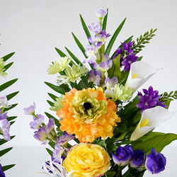 【１対セット】仏花(造花) ラナンキュラスの仏花セット(yellow) 5枚目の画像