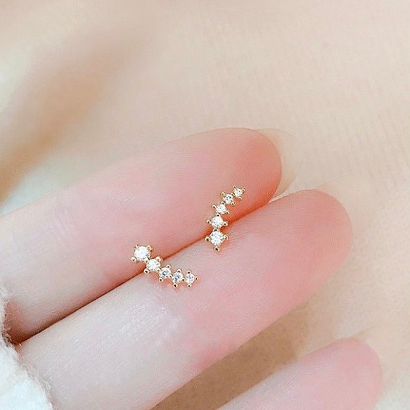 【スターピアス】シルバー925 ピアス　ジルコニア　18KGP