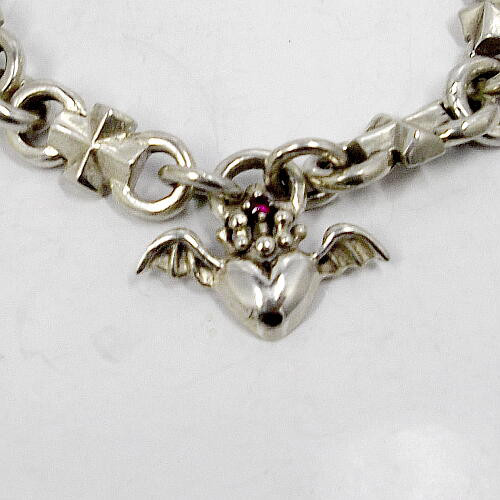 ルビー石のハートウィングデザインのシルバー925製のブレス4  