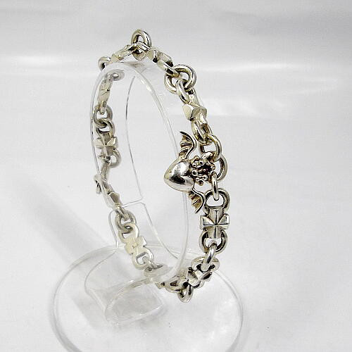 ルビー石のハートウィングデザインのシルバー925製のブレス4  