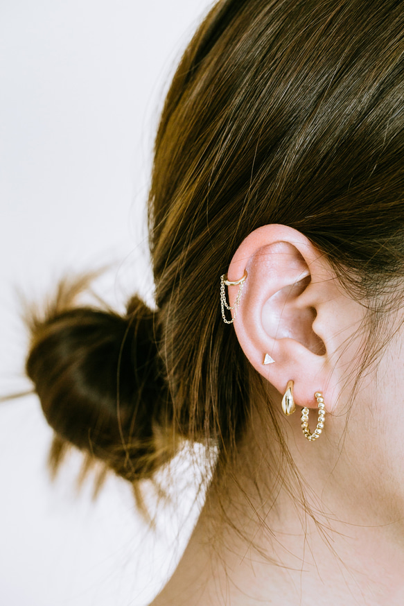 14K金 ゴールド 耳 鼻 軟骨 ニップル ヘリックス トラガス メンズ レディース フープ ピアス リング イヤリン 9枚目の画像