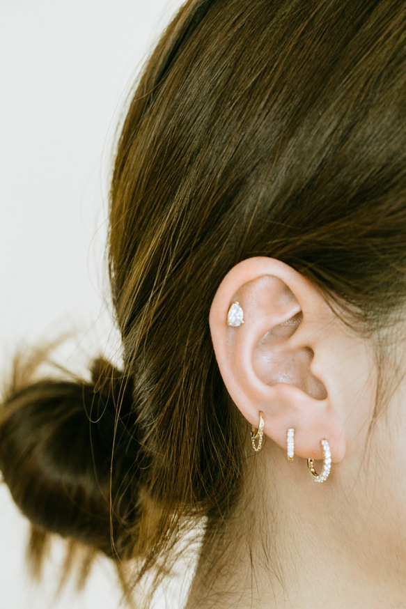 14K金 ゴールド 耳 鼻 軟骨 ニップル ヘリックス トラガス メンズ レディース フープ ピアス リング イヤリン 10枚目の画像