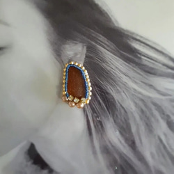 海玻璃×珠子刺繡[耳環] 第3張的照片