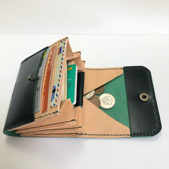 『コンパクトで可愛い』ハーフギャルソンウォレット　ルガトー(緑) オプションでご選択下さい