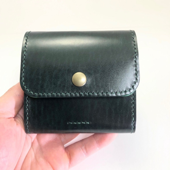 『コンパクトで可愛い』ハーフギャルソンウォレット　ルガトー(緑) オプションでご選択下さい