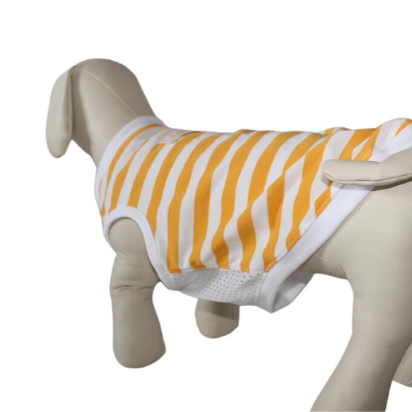 メッシュ 犬服 夏 防虫 タンクトップ オレンジ イタグレ コーギー フレブル 中型犬 ペット服 犬 服 ハンドメイド 3枚目の画像