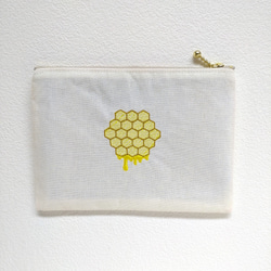 ●ミツバチとハニー● 両面楽しめる 刺繍ポーチ 4枚目の画像