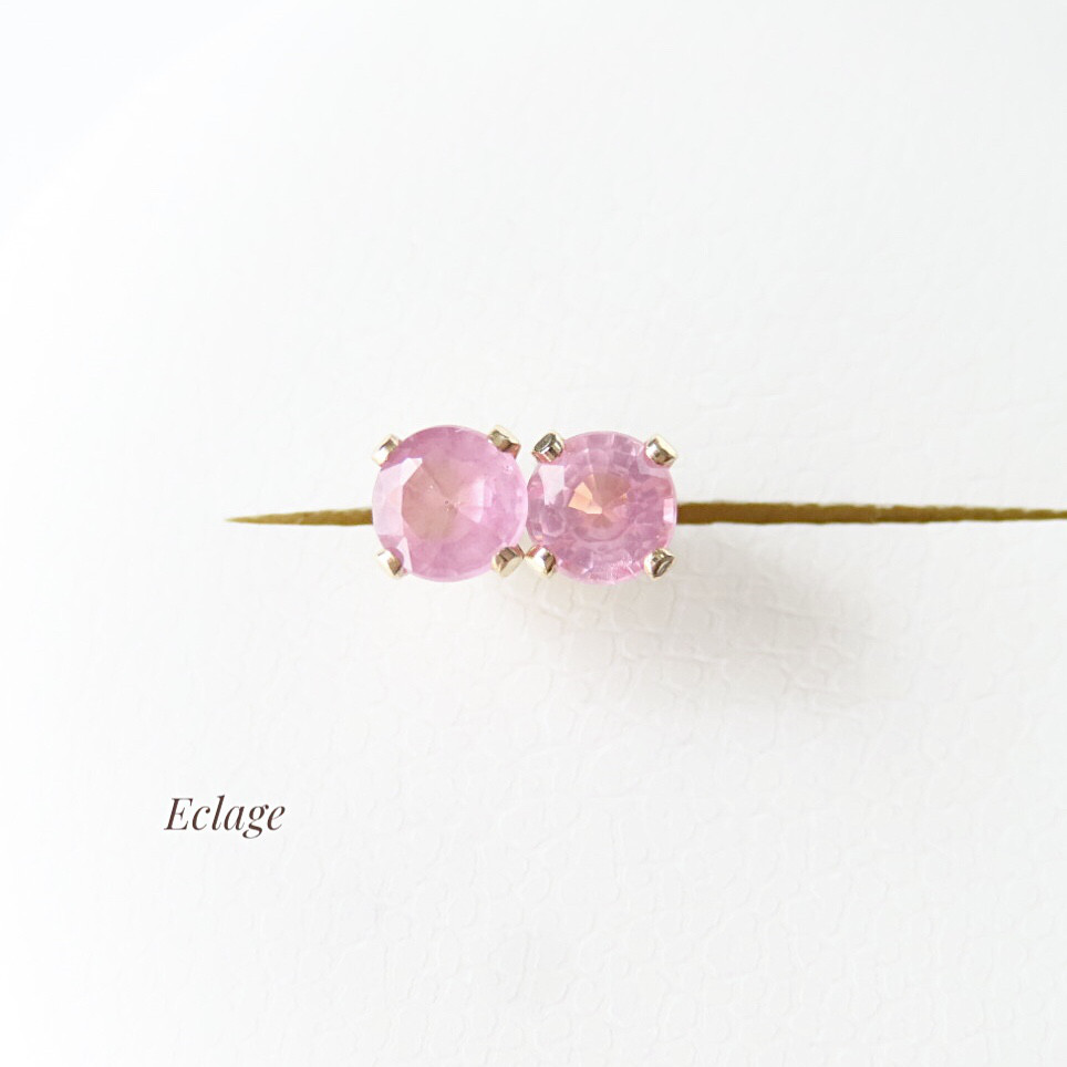 〈14kgf〉ピンクスピネルのスタッドピアス