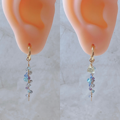 ✳️天然石クリソコラ１４kgfピアス&イヤリング 14kgf☆天然石クリスタル（水晶） デザインピアス | iichi 日々の