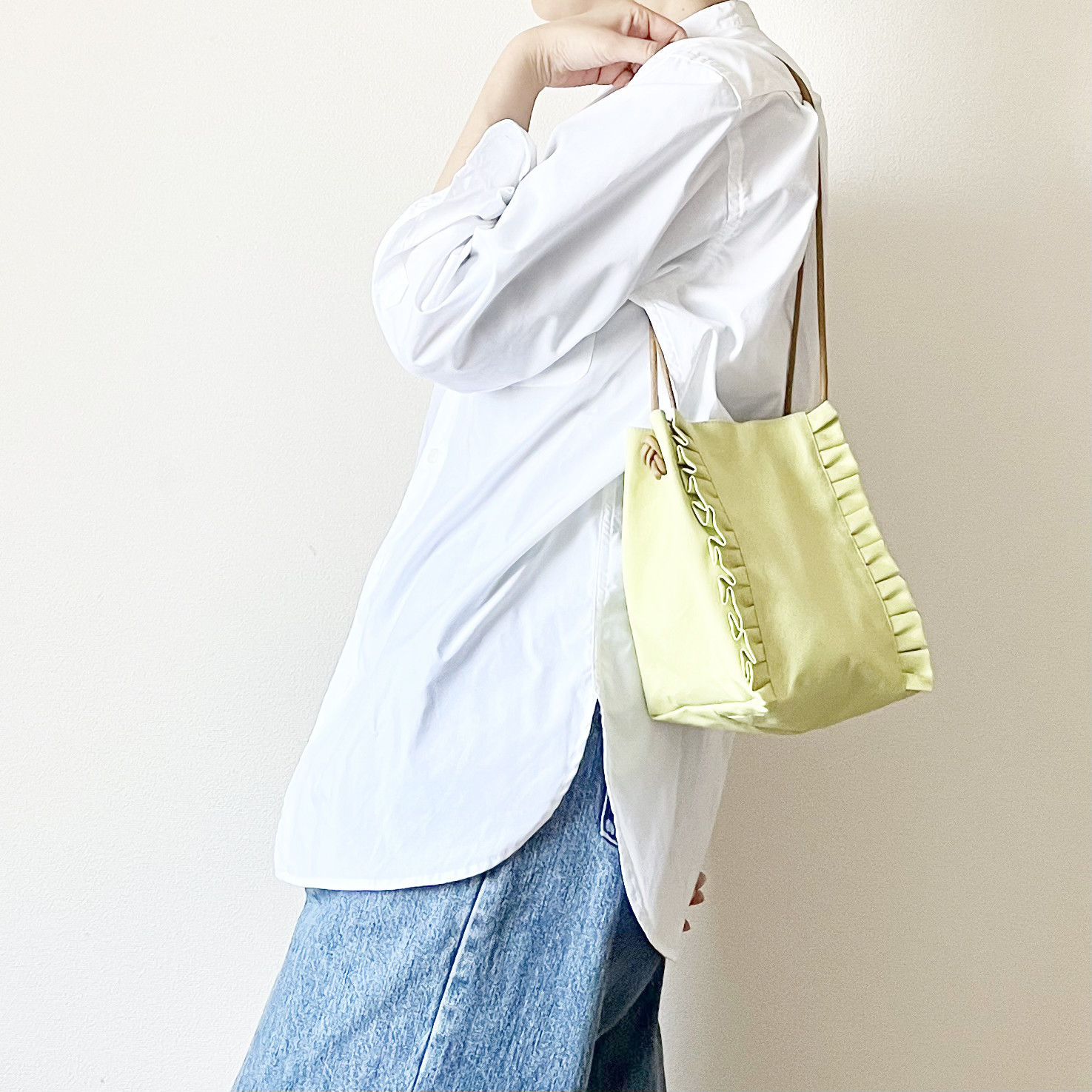 【受注生産】 斜めがけにも！2way canvas mini bag （ピスタチオ）