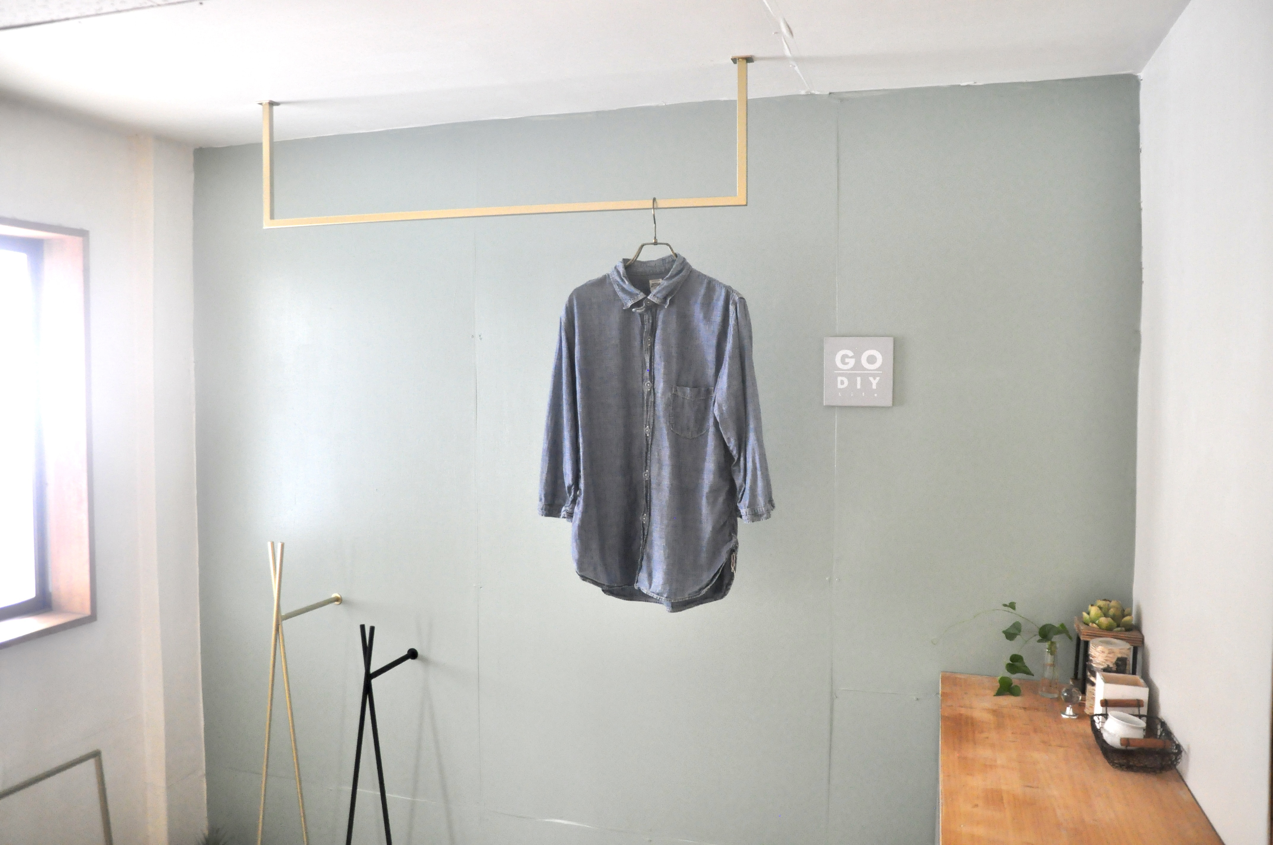 ランドリー ルーム ハンガーラック （スクエア ゴールド）