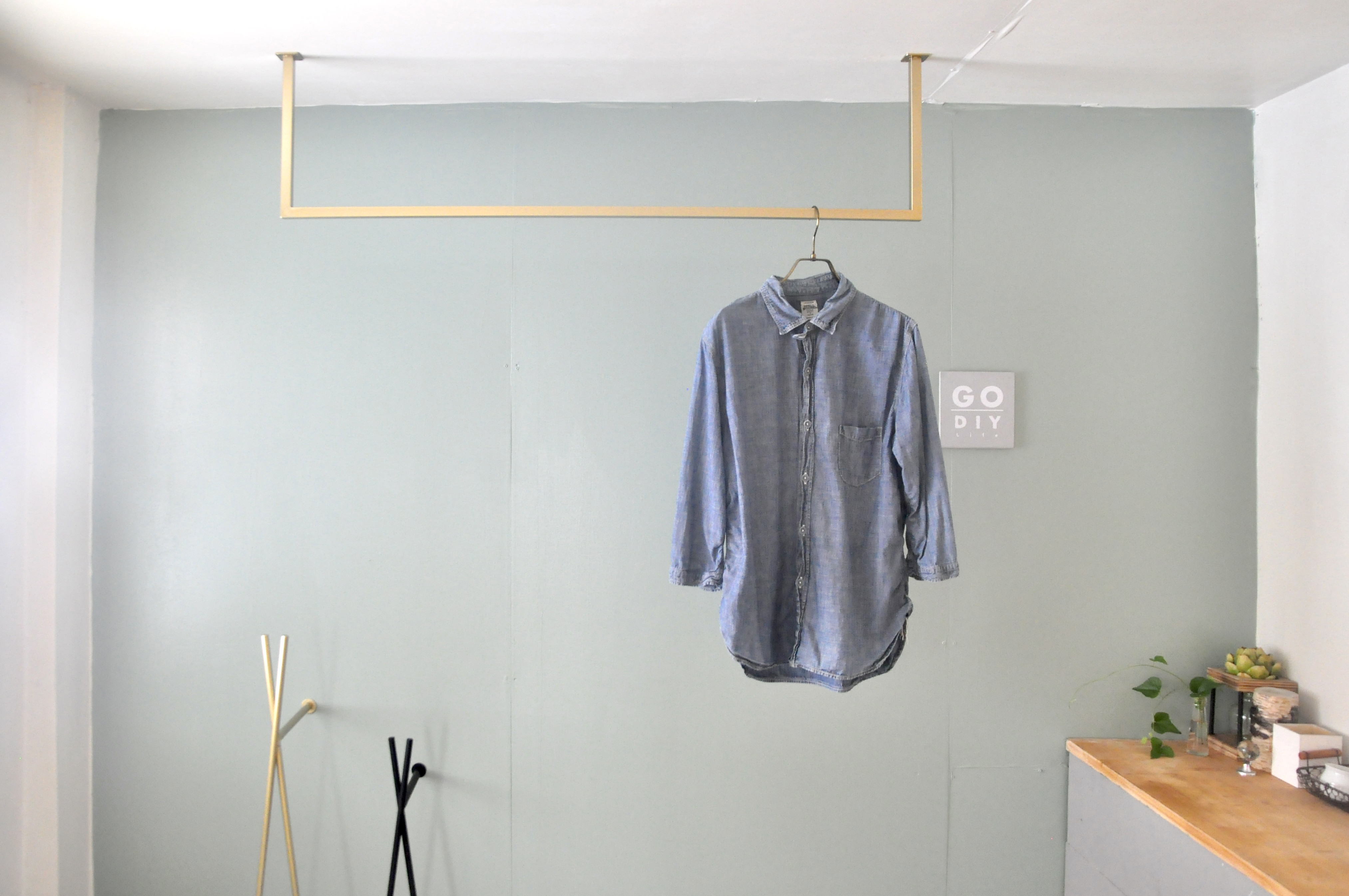 ランドリー ルーム ハンガーラック （スクエア ゴールド）