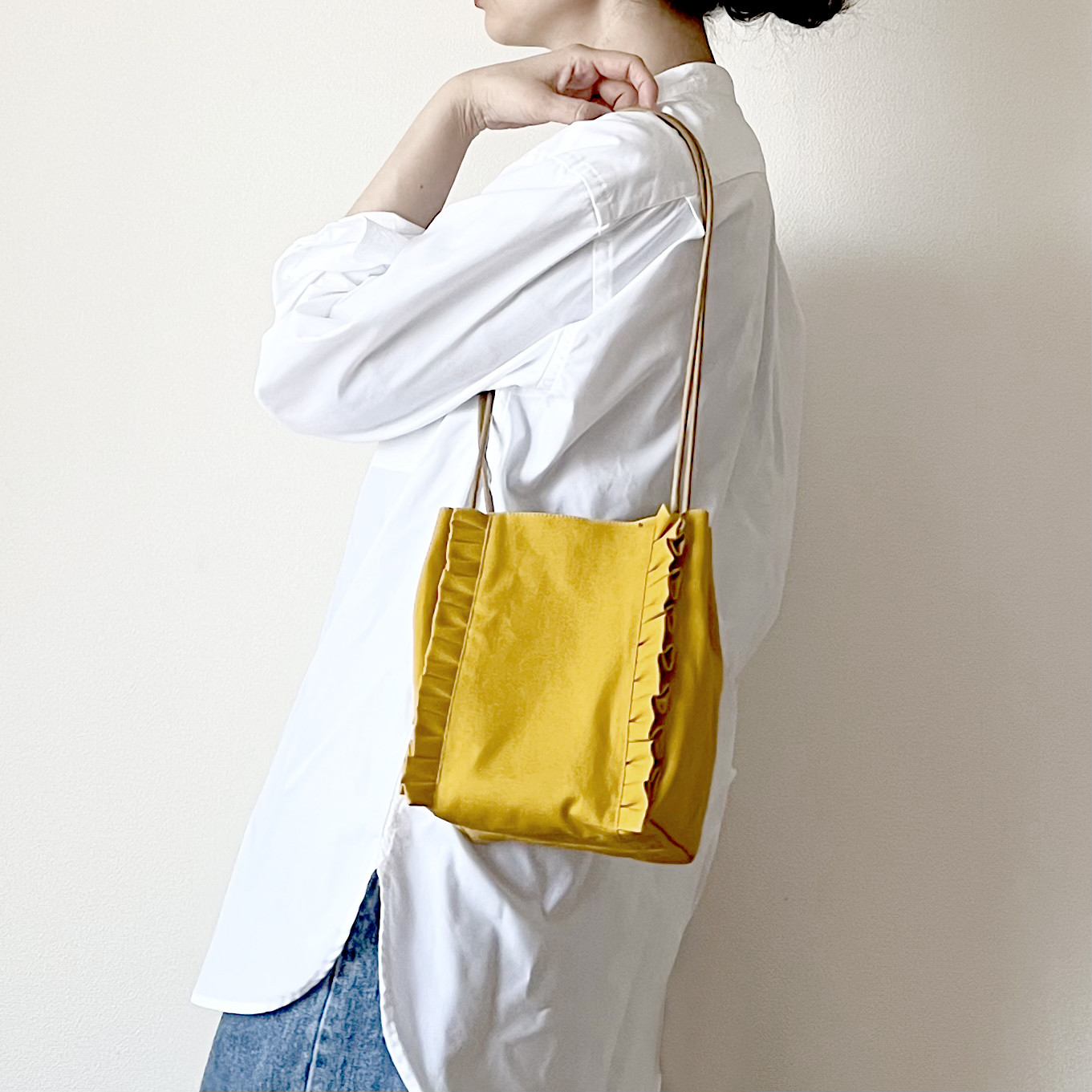 【受注生産】 斜めがけにも！2way canvas mini bag （マスタード）