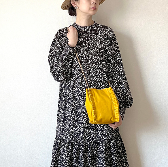 【受注生産】 斜めがけにも！2way canvas mini bag （マスタード） 7枚目の画像