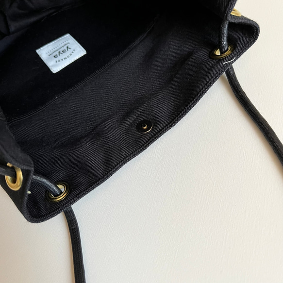 【受注生産】 斜めがけにも！2way canvas mini bag（ブラック） 15枚目の画像