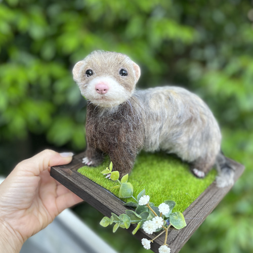 抱っこして！フェレット 羊毛フェルト うちの子 手のひらペット