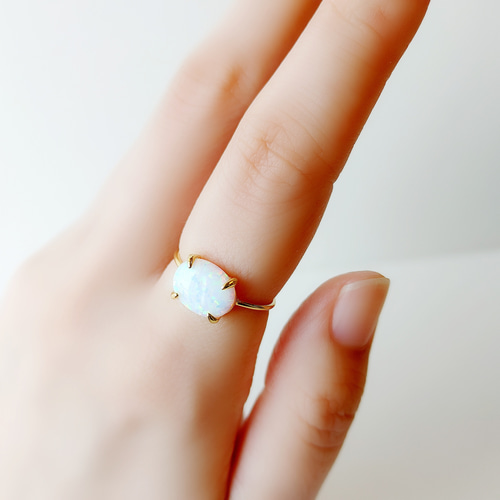 天然石　ハイアライトオパール　ルース　リング　天然石アクセサリー　オーダーリング 天然石 ハイアライトオパール ルース リング 天然石アクセサリー